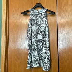 Tropical print light weight sleeveless shirt dress